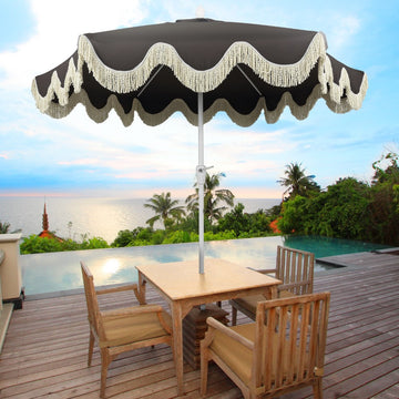 Collins 9 ft. Classic Cottage Tassel Market Patio Umbrella